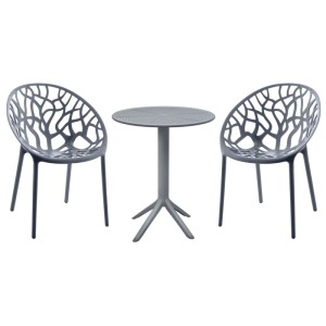 DELUKE Balkonset Bistroset NODAN Kunststoff Anthrazit 70x70x80cm Gartenmöbelset 2 Personen Balkonmöbel Set Terrassenmöbelset