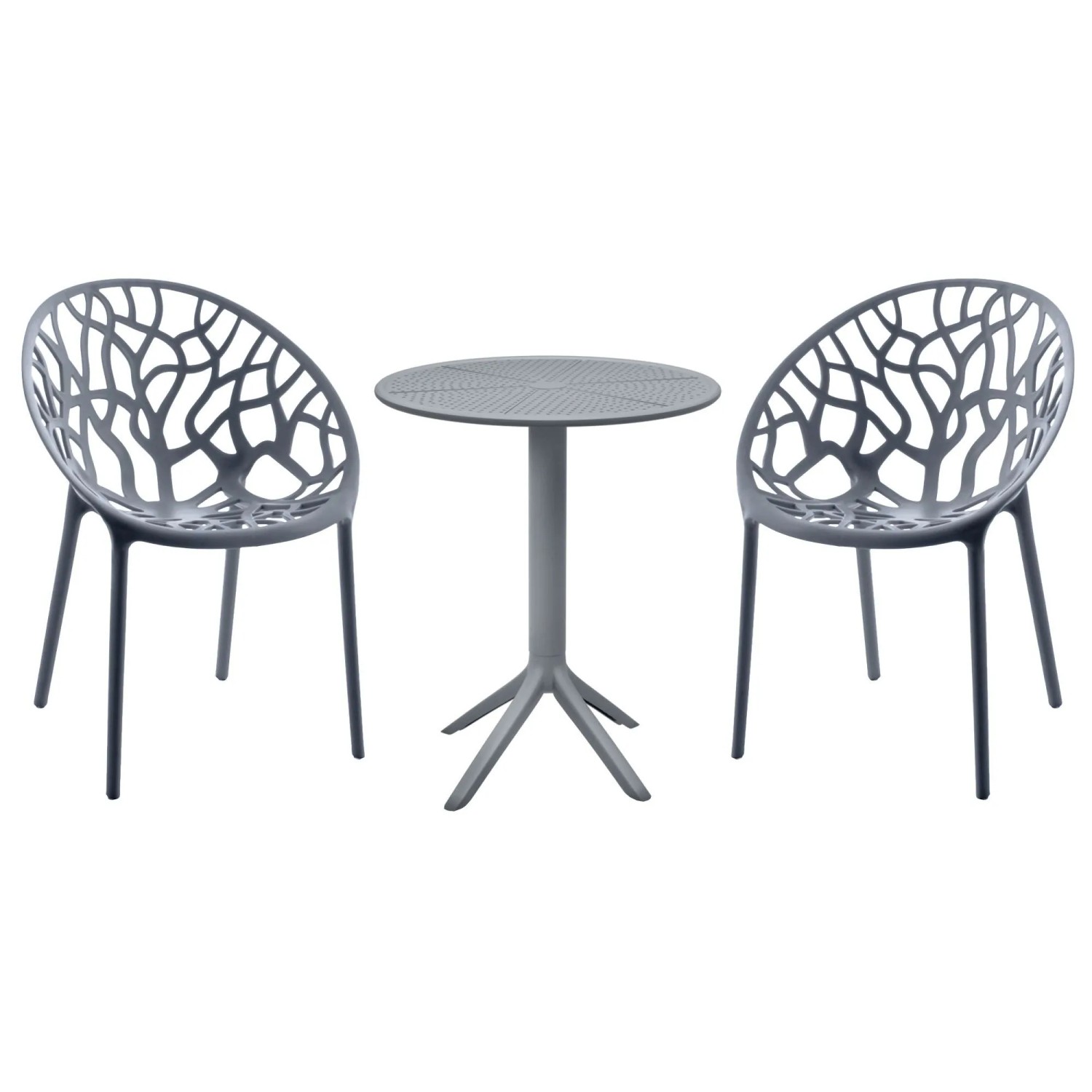 DELUKE Balkonset Bistroset NODAN Kunststoff Anthrazit 70x70x80cm Gartenmöbelset 2 Personen Balkonmöbel Set Terrassenmöbelset