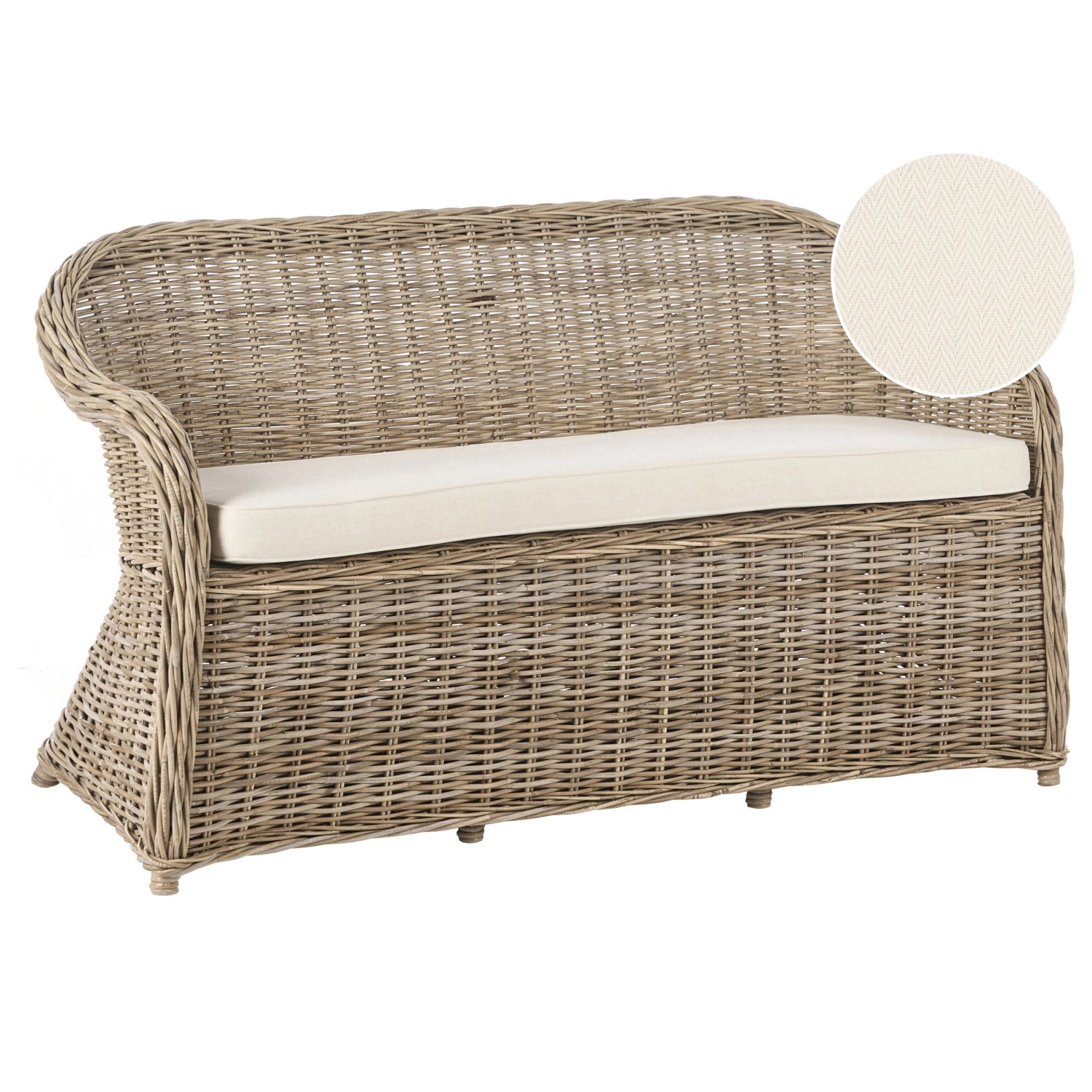 Beliani Gartensofa Naturfarben Weiss 69x150x87 günstig online kaufen