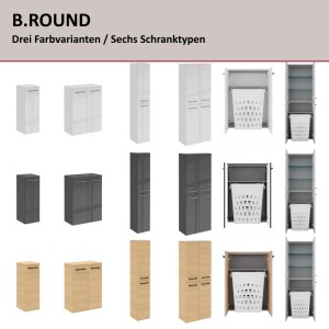 Fackelmann Midischrank B.Round Grafit 60,2 cm x 82,6 cm x 32 cm Soft-Close
