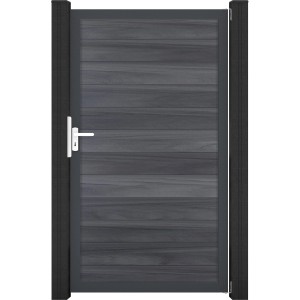 GroJaSolid Tor in Anthrazitgrau: Sichtschutzzaun-Tor mit Rahmen aus Aluminium.