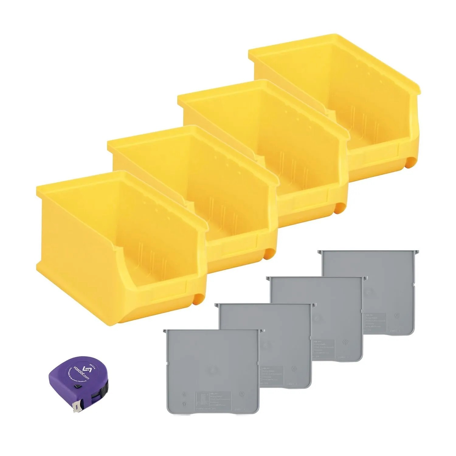 vasalat Set Stapelboxen Größe 3 235x150x125 mm Gelb mit Trennsteg 4 Stück