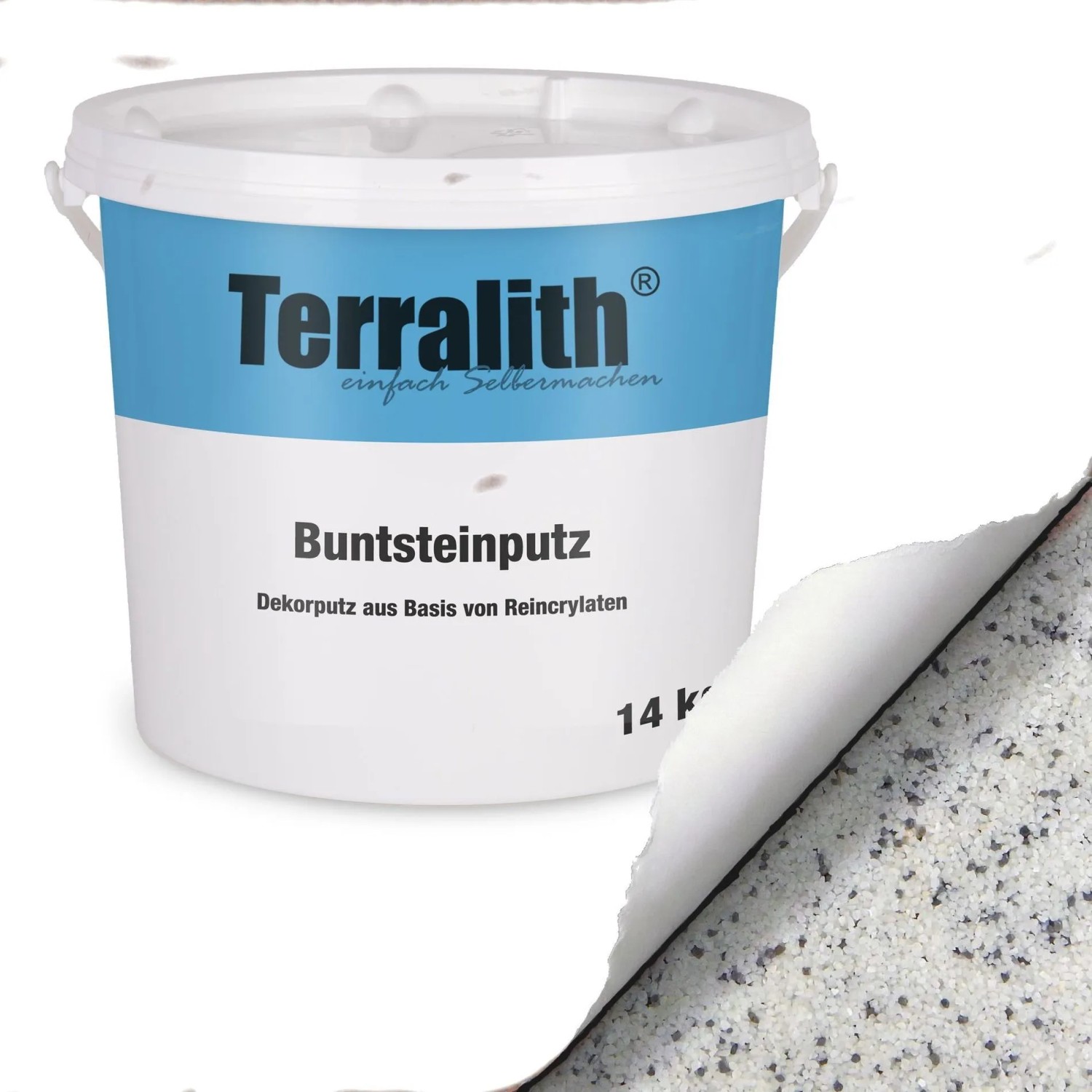Terralith Buntsteinputz Mosaikputz 2mm 14 kg BSP04 Weiss Grau
