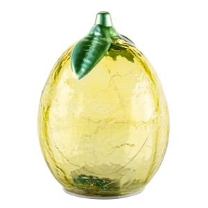 Gelbe FlowerPower Deko-Zitrone Limon mit LED, Ø 13,5 cm, Höhe 18 cm.