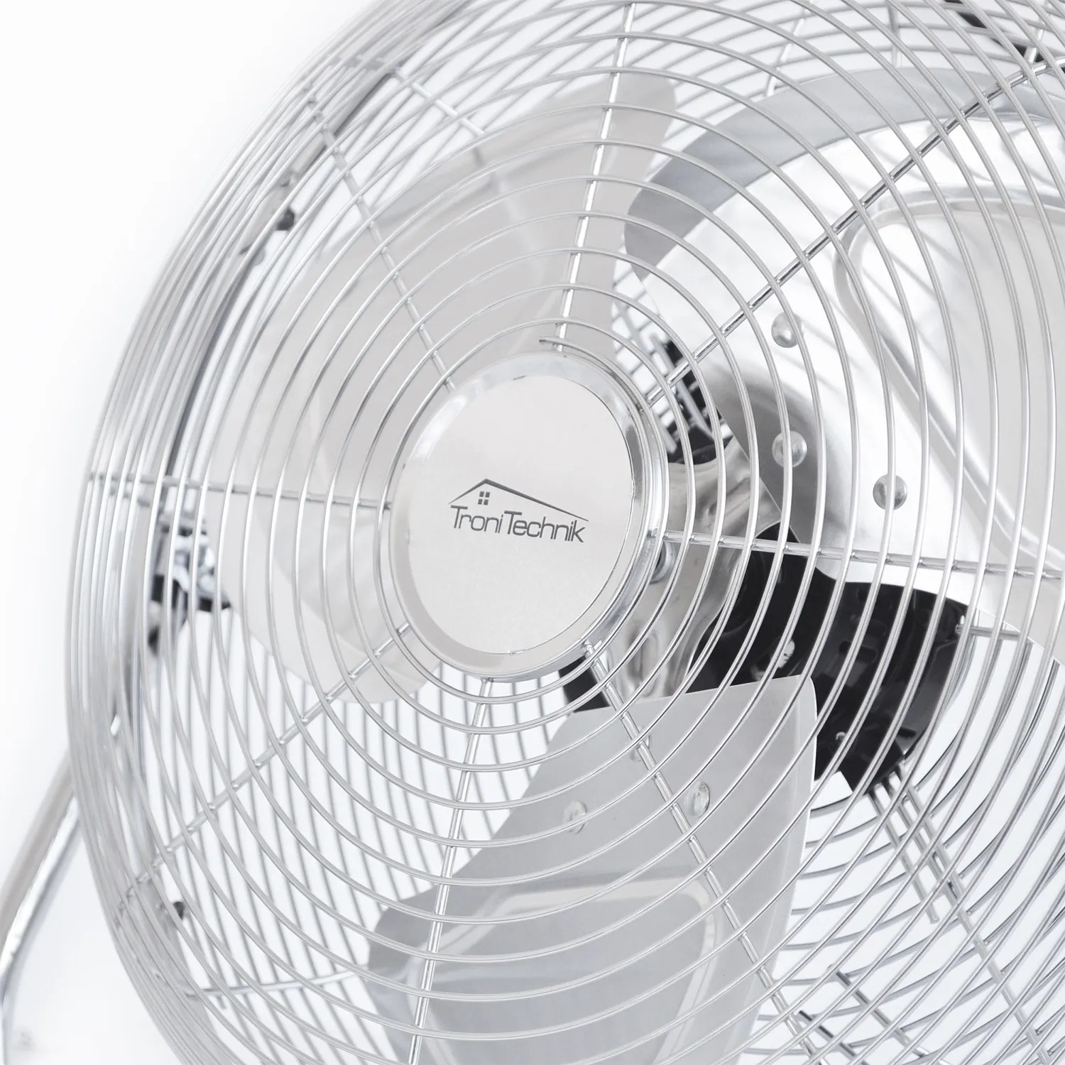 TroniTechnik Bodenventilator Windmaschine, ⌀35cm, silberfarbenes Metallgitter.