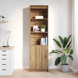 vidaXL Highboard Artisan Eiche, 50x35x180 cm, Holzwerkstoff, mit Regalböden und Türen.