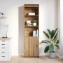 vidaXL Highboard Artisan Eiche, 50x35x180 cm, Holzwerkstoff, mit Regalböden und Türen.