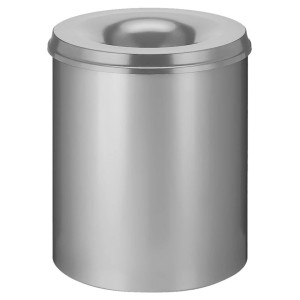 Grauer, selbstlöschender PROREGAL Papierkorb aus Metall, 80 Liter.