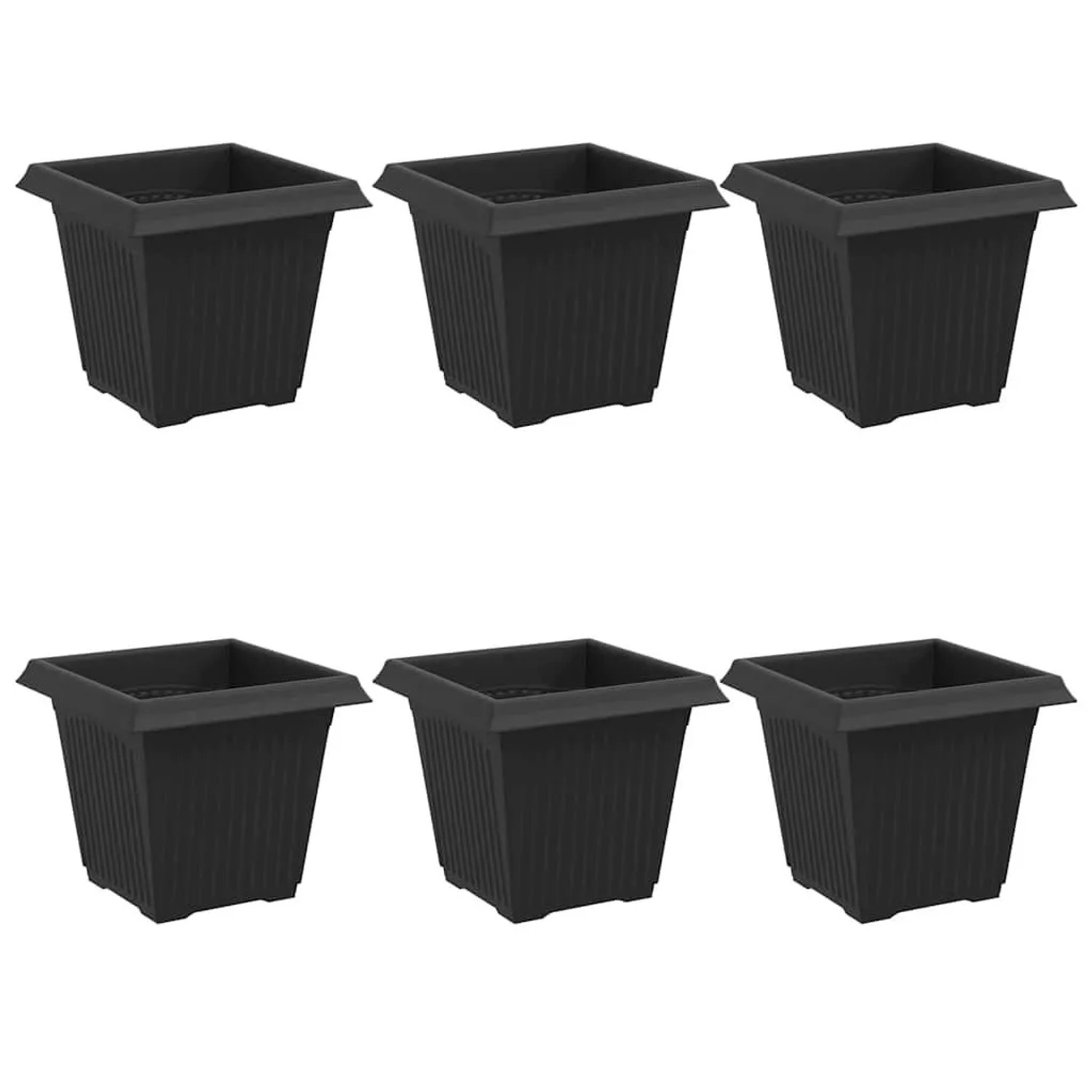 vidaXL Quadratischer Blumentopf 6 Stk Schwarz 16 x 16 x 14 cm 42020334