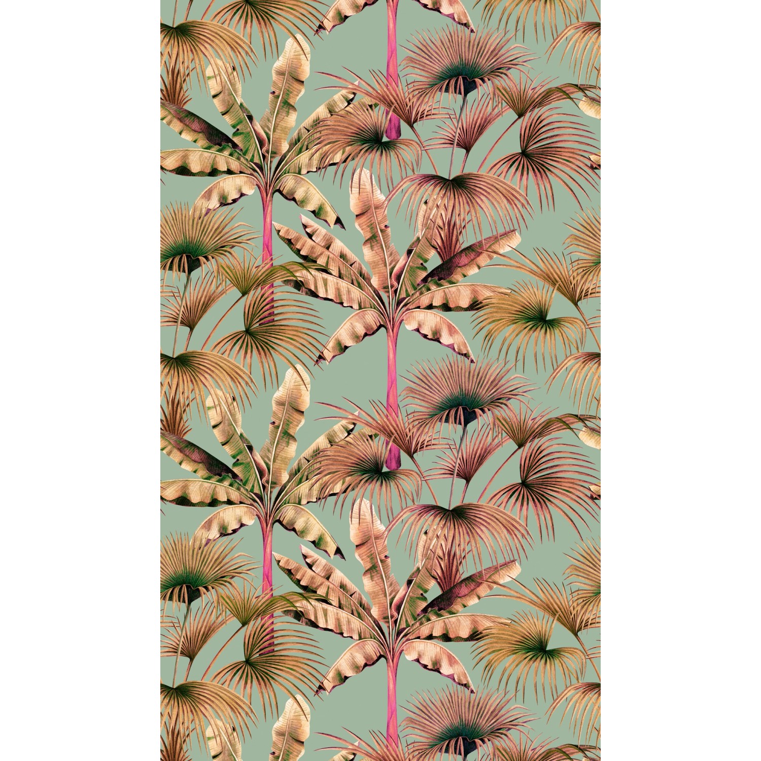 A.S. Creation Fototapete Palmenblätter 1,59 m x 2,8 m Grün-Rosa-Beige FSC® günstig online kaufen