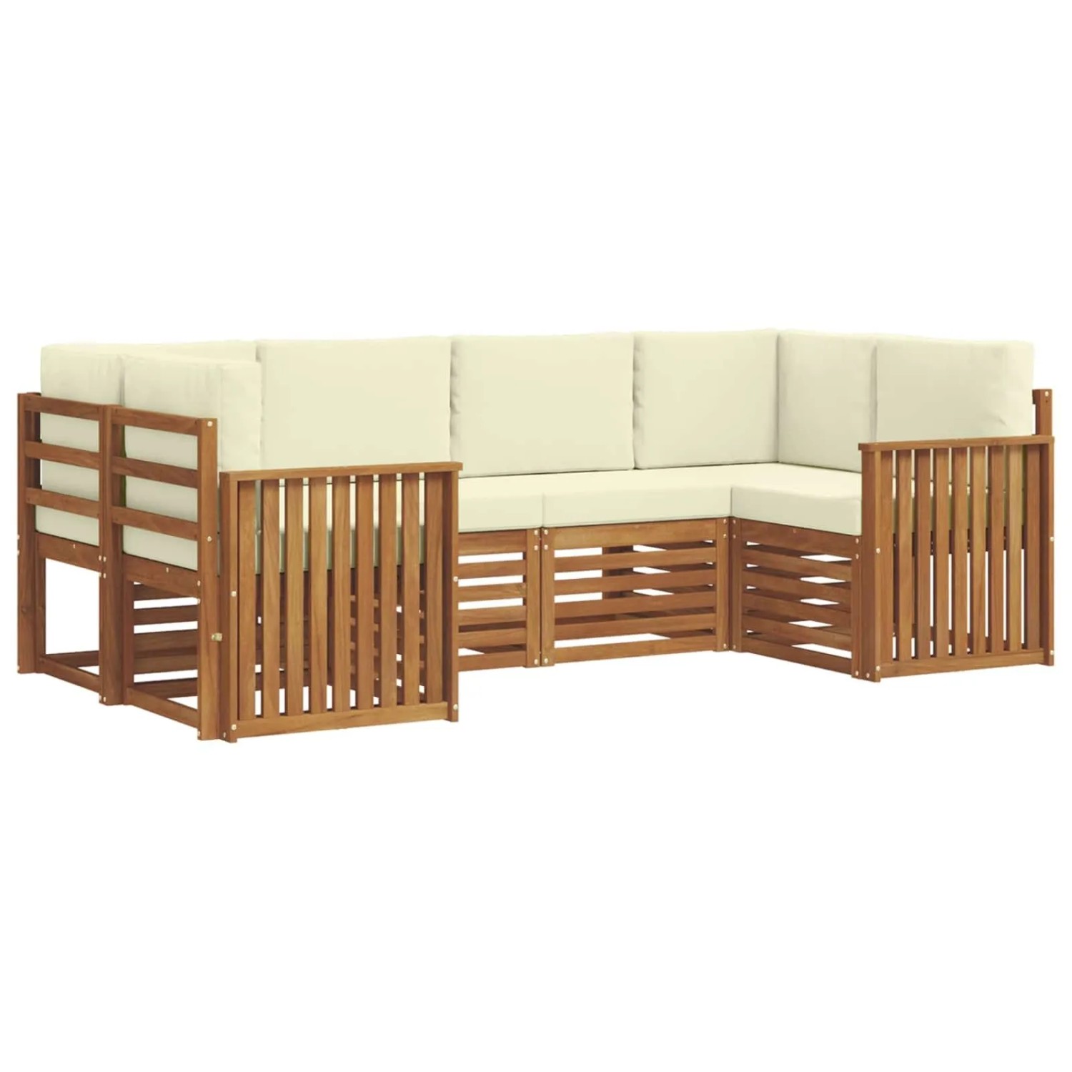 vidaXL Sofagarnituren 6 Tlg Natur und Creme Massivholz Akazie 3375365