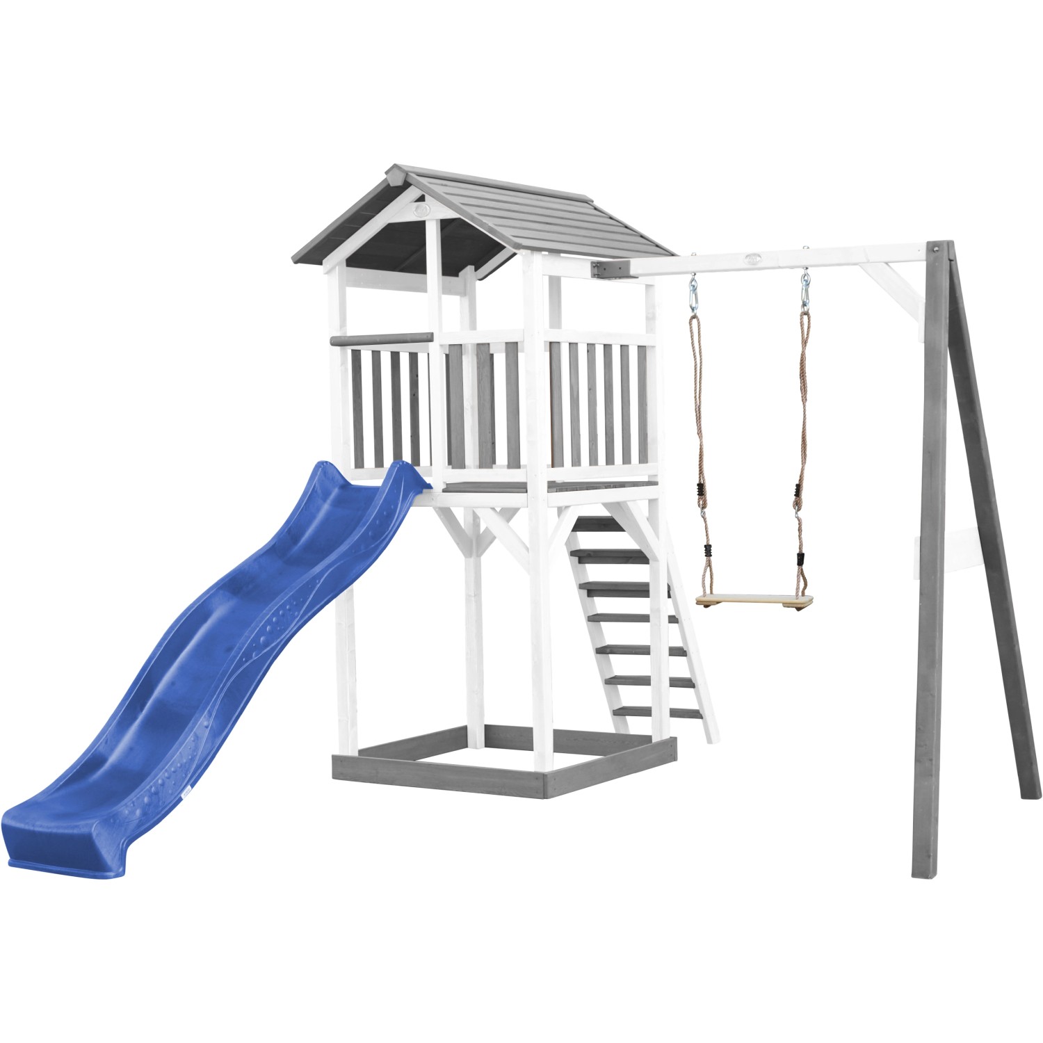 Axi Beach Tower Spielturm mit Einzelschaukel, Blauer Rutsche 349 x 284 x 242 cm