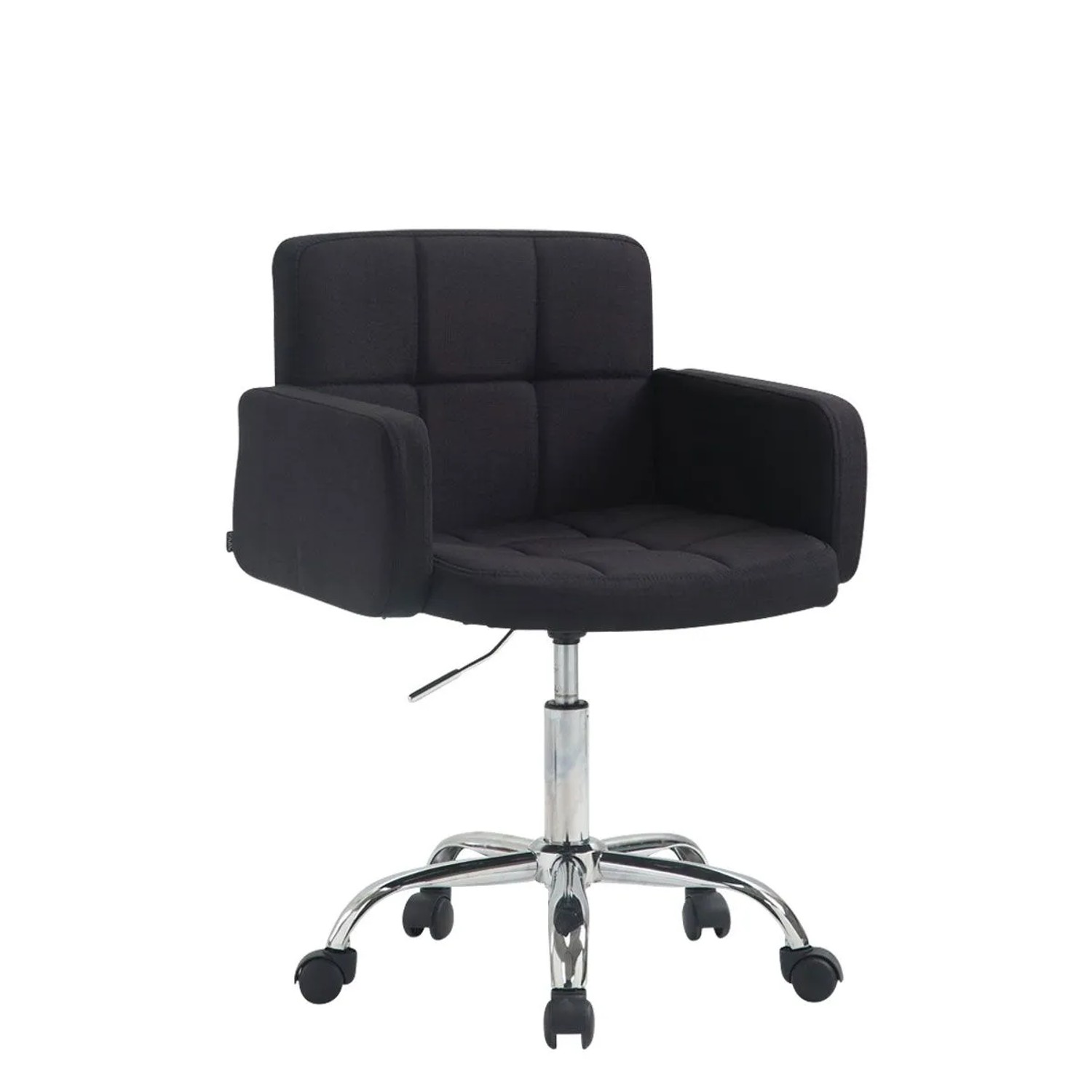 DELUKE Arbeitshocker ZÜRICH 60x52x75cm Stoff Schwarz Arbeitsstuhl Drehhocker Rollhocker Bürohocker