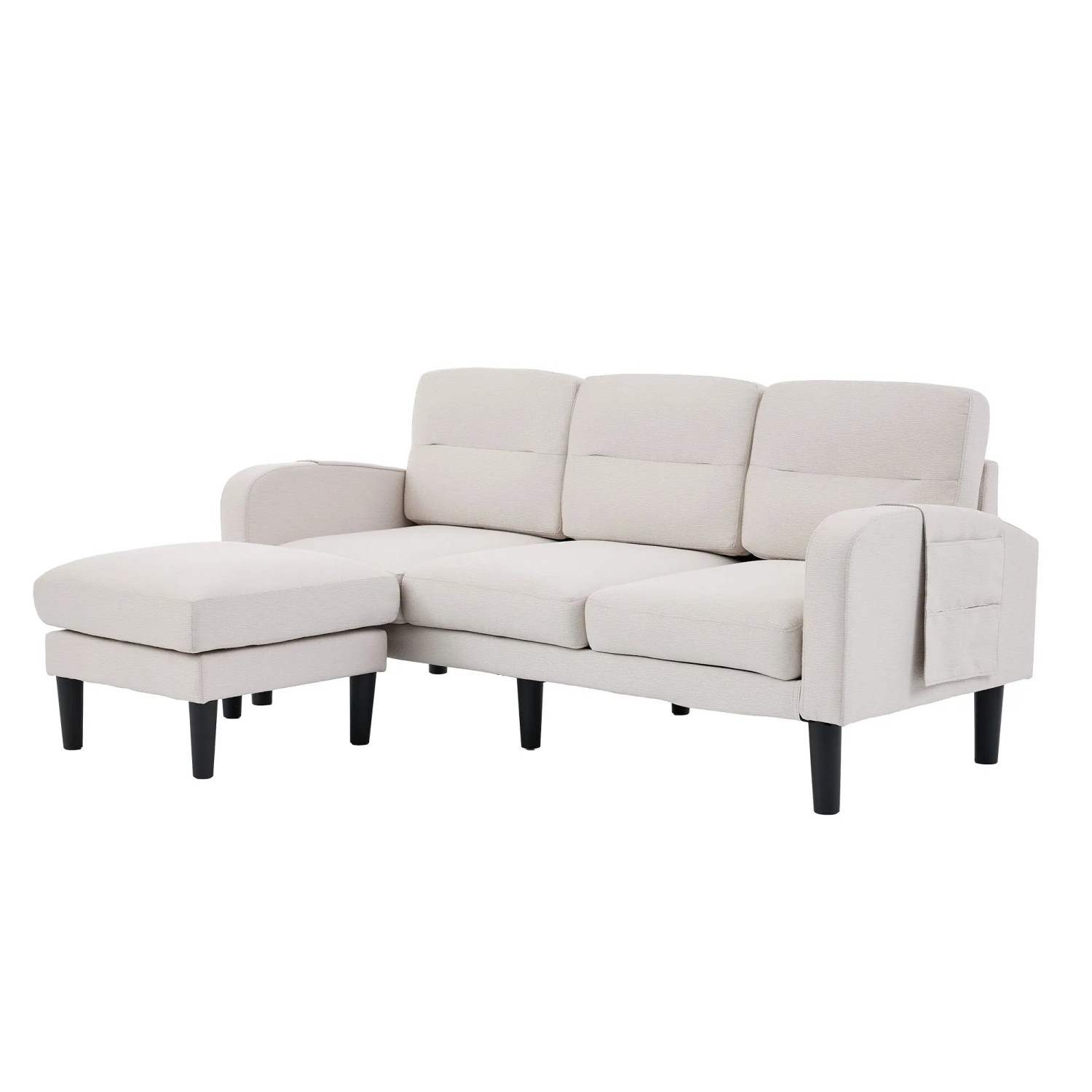 Merax L-Sofa 204x136x80 cm Beige Chaiselongue Tasche
