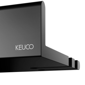 Keuco Duschablage Reva Black Selection, schwarz-matte Badaccessoires mit Haken.