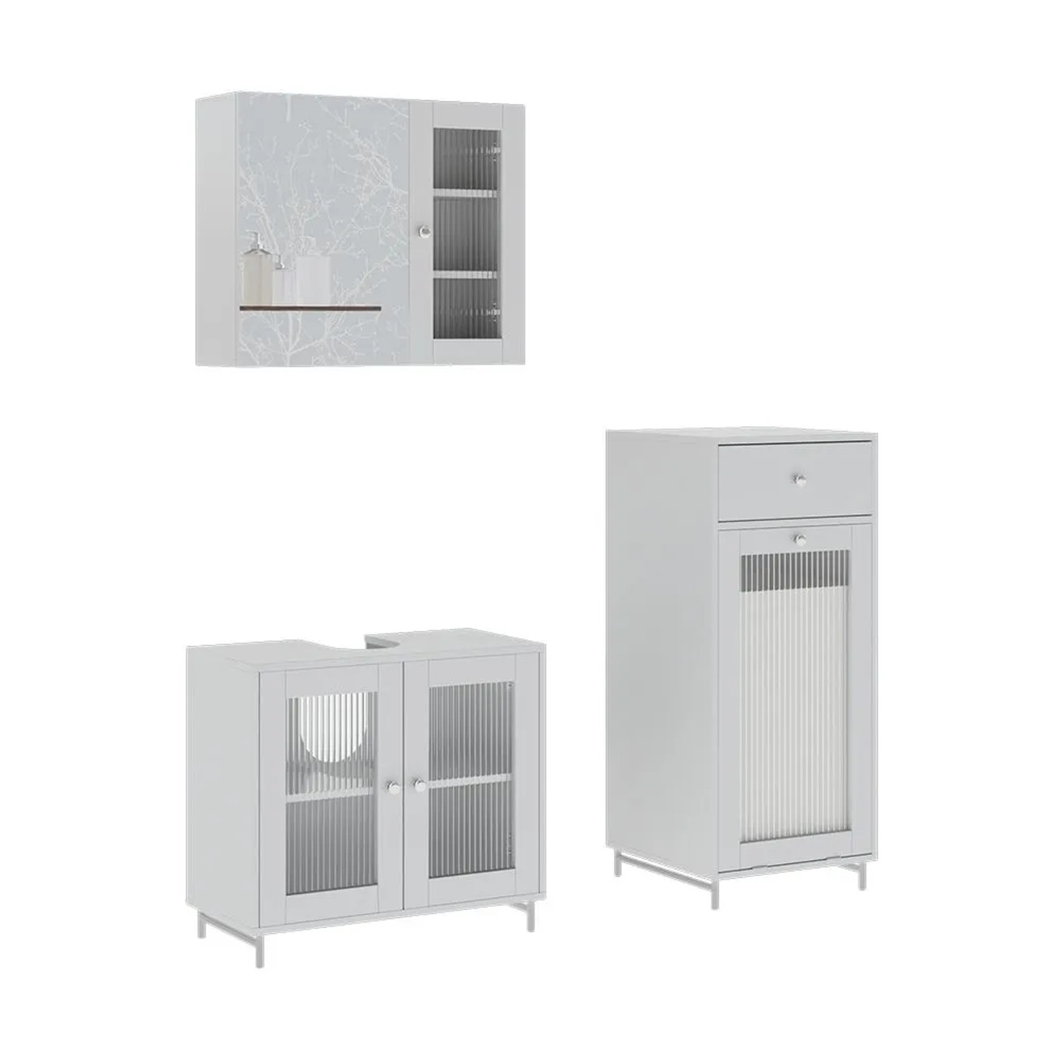 Vicco Badmöbel-Set Malte Weiß 60 x 58 3-teilig