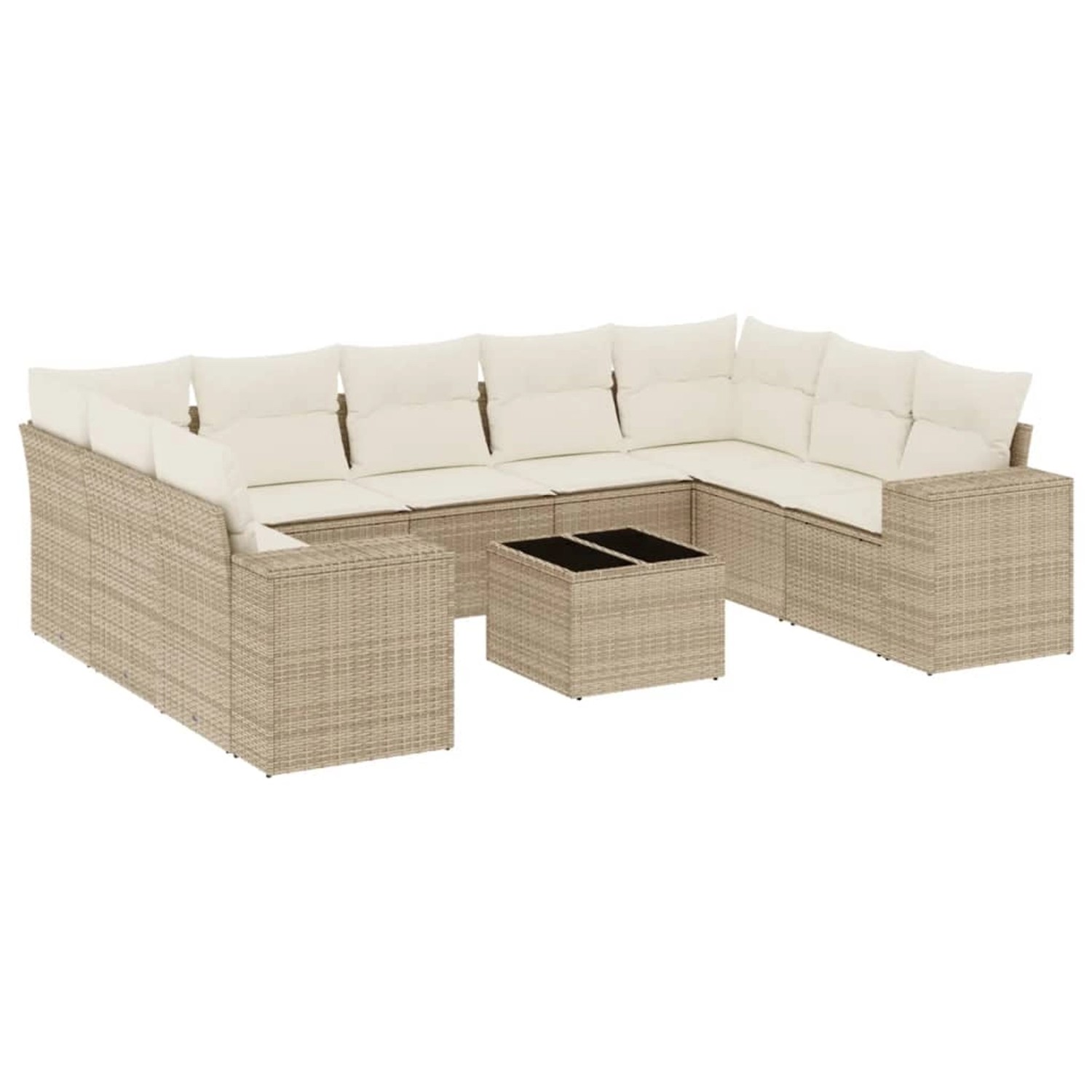 vidaXL 10-Tlg Garten-Sofagarnitur mit Kissen Beige Poly Rattan 3255345 günstig online kaufen