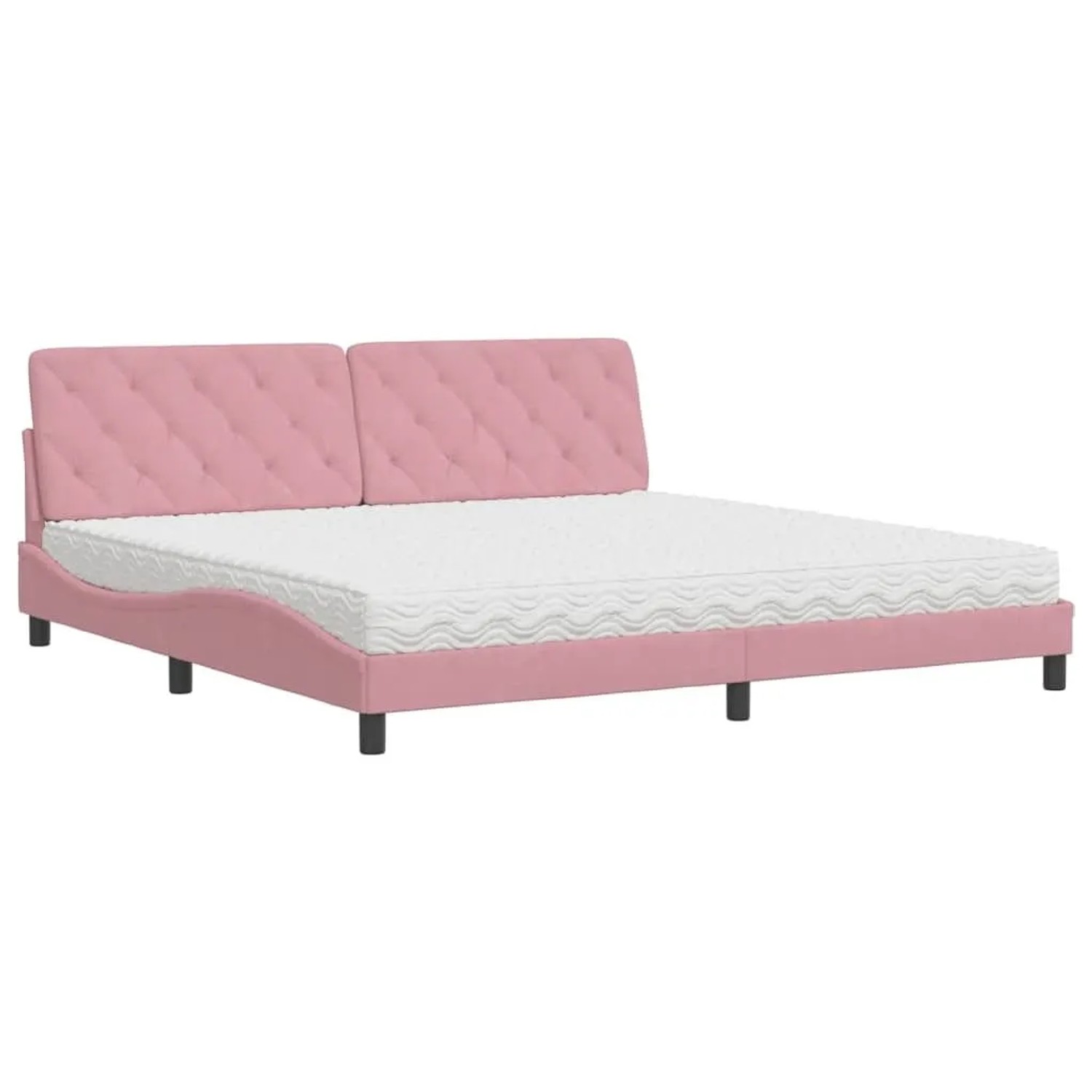 vidaXL Bett mit Matratze Rosa 200x200 cm Samt 3208681