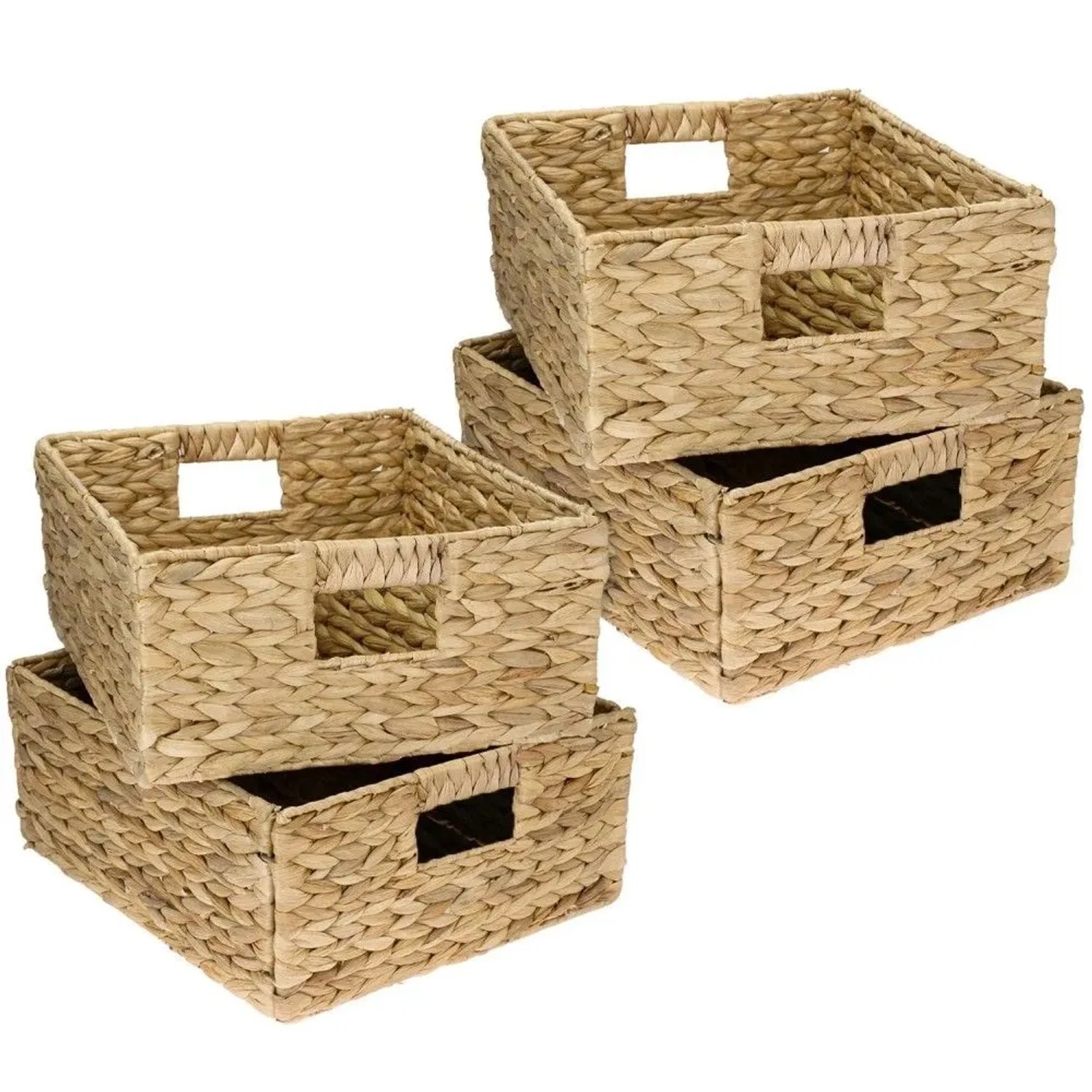 HMF 37243-S4 Aufbewahrungskorb Korb Geflochten Wasserhyazinthe Seegras Kallax Halbes Fach 30x34x15cm