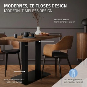 Schwarzes ML-Design Tischgestell Doppel, Stahl pulverbeschichtet, Doppelsäule für Esstische.