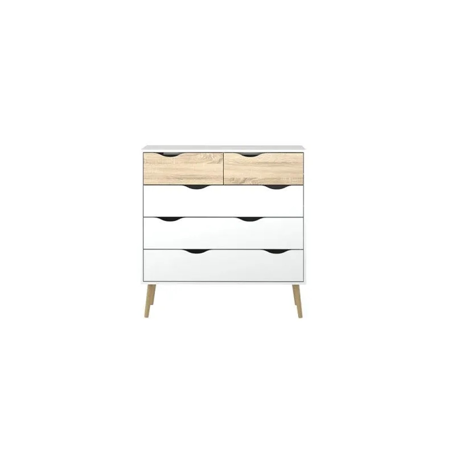 ebuy24 Napoli Kommode mit 5 Schubladen Weiss und Eiche
