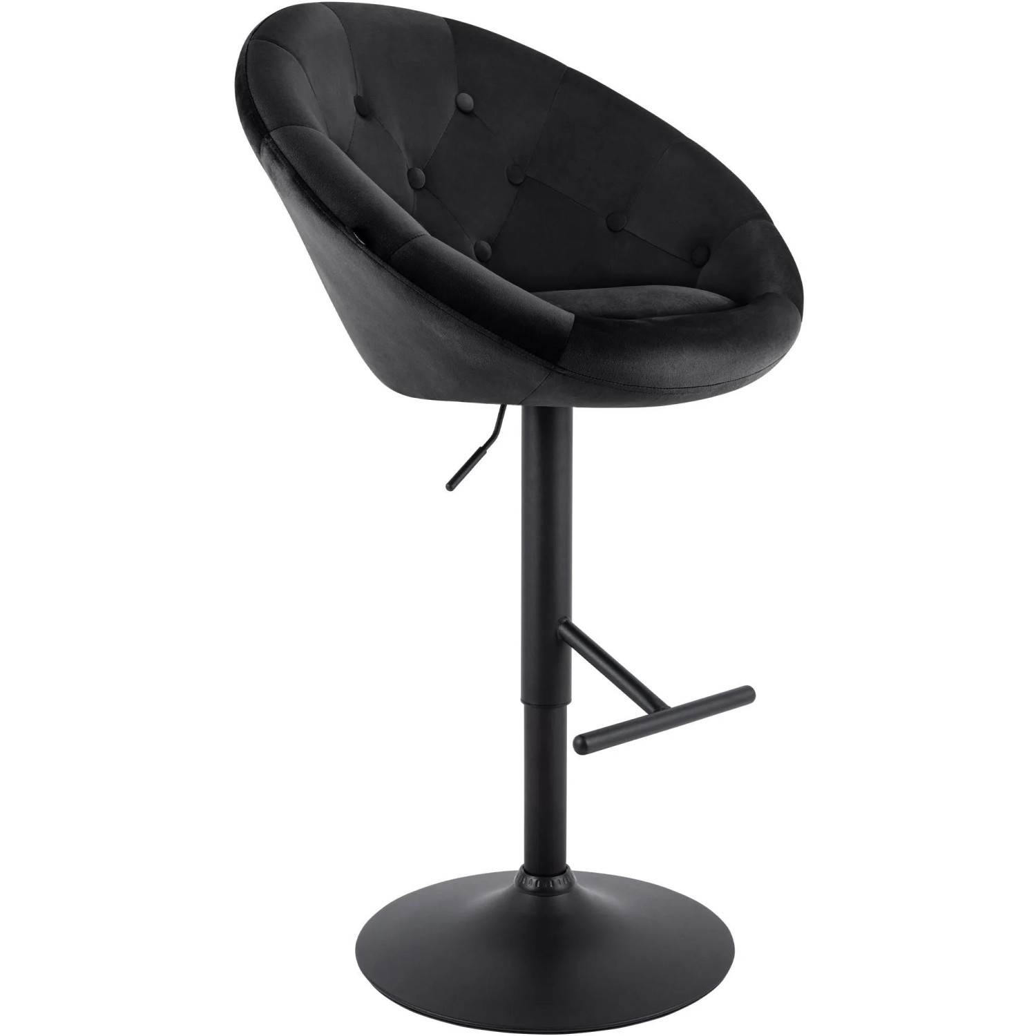 CLP Barhocker London Samt Schwarz/Schwarz