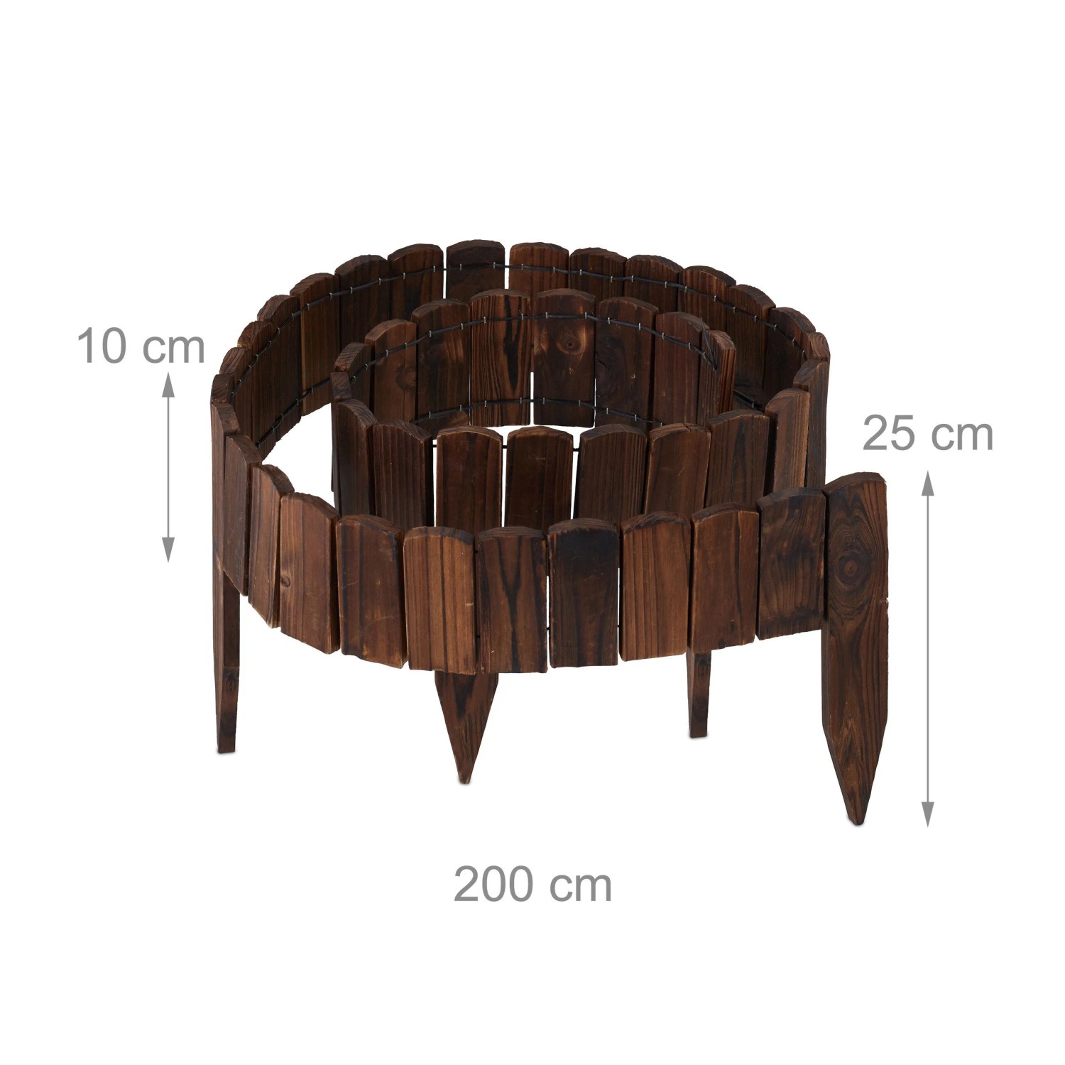 Relaxdays Beeteinfassung Tannenholz Dunkelbraun Flexibel 200 cm x 10 cm_4