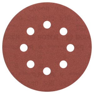 Bosch Schleifblatt EfWP K250, Ø 125 mm, für Holz und Farbe. Schleifmittel mit Klettverschluss und Löchern.