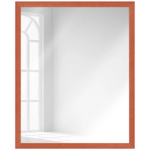 Rechteckiger Wandspiegel (73x103 cm) mit schmalem, kirschbaumfarbenem Holzrahmen im modernen Stil.