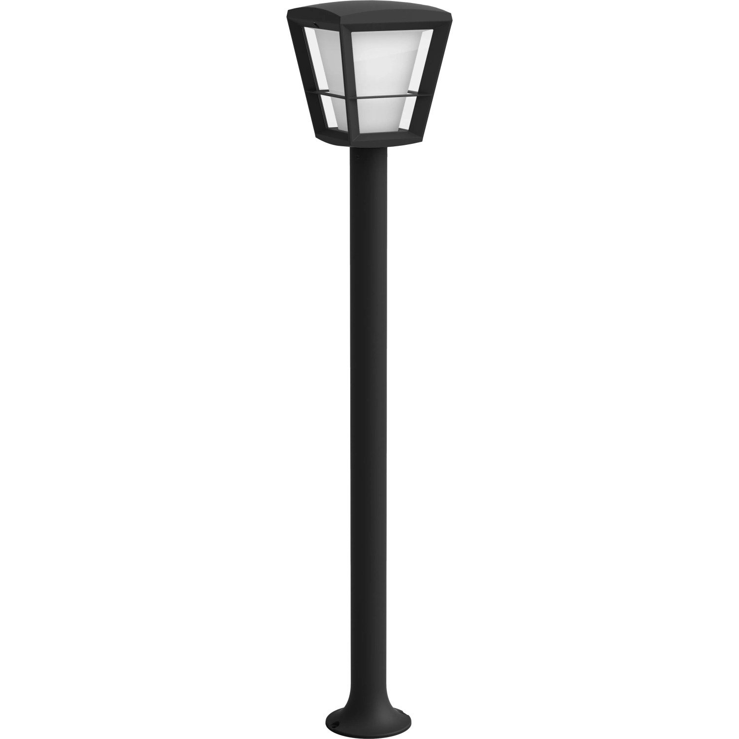 Schwarze Philips Hue Econic LED Wegeleuchte für den Garten.