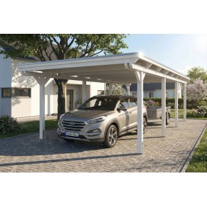 Skan Holz Carport Emsland EPDM-Dach 402 cm x 846 cm Weiß