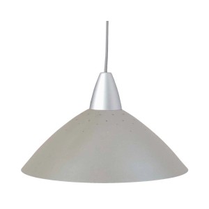 Moderne Pendelleuchte Logo in Titan mit silbernem Kabel. Ideal für Wohnräume.