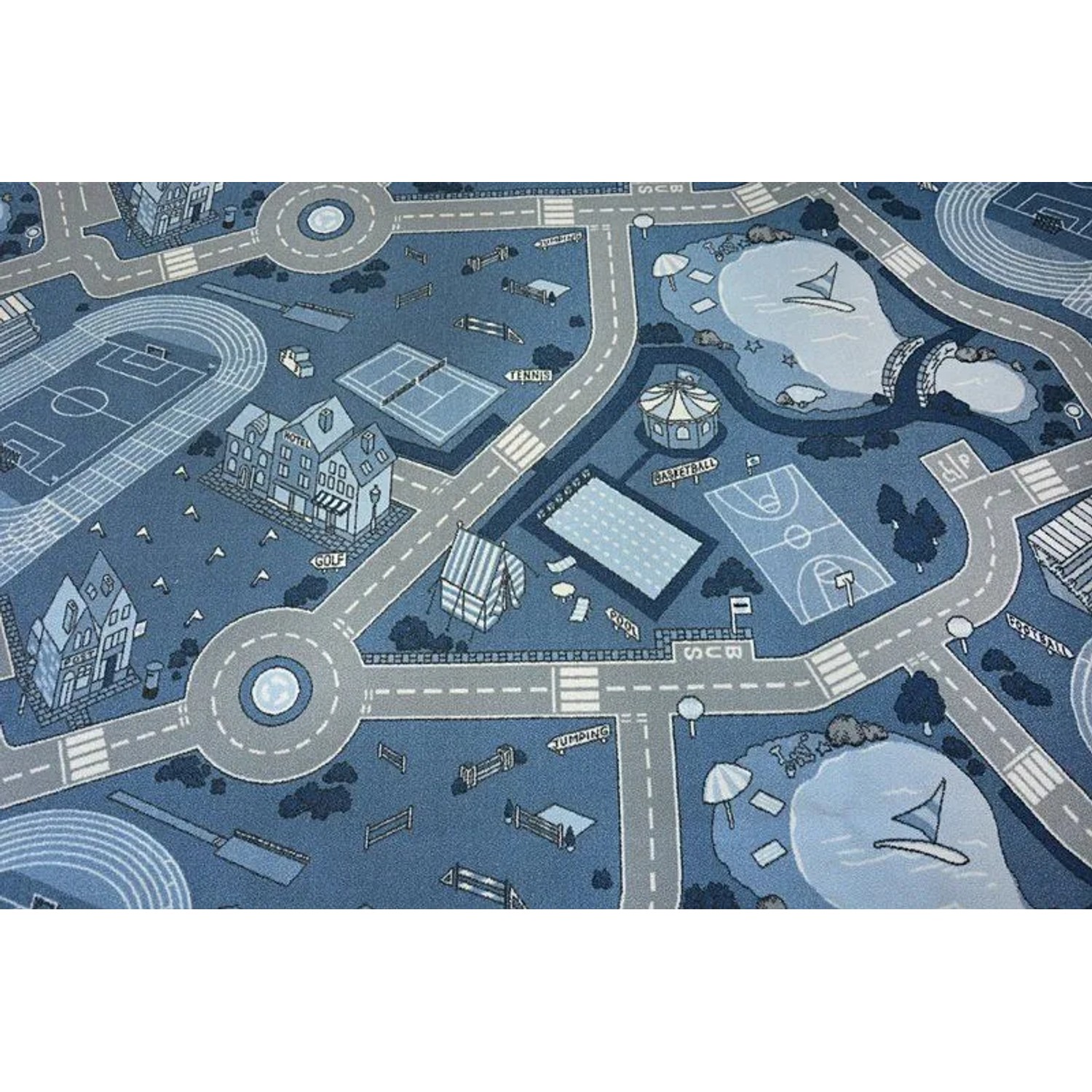 RugsX Antirutsch Teppichboden VG12697 Blau 150cm 400cm