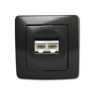 TEM EKONOMIK 2-Fach RJ45 Netzwerkdose Cat5e Anthrazit