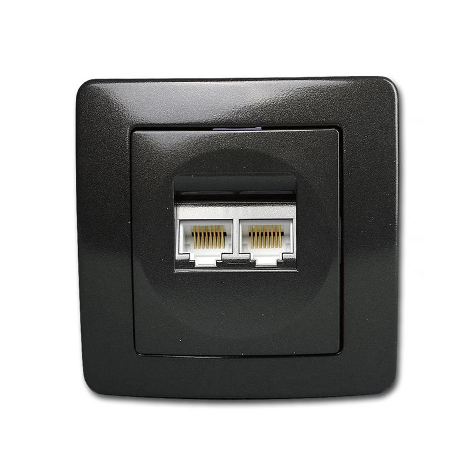 TEM EKONOMIK 2-Fach RJ45 Netzwerkdose Cat5e Anthrazit