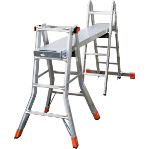 Krause Monto TeleMatic Gelenk-Teleskopleiter 4x4 Sprossen als Arbeitsbühne.