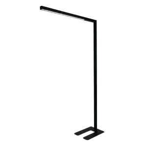 Schwarze LED Büro Stehleuchte von LUXULA mit Touchsteuerung und Dimmfunktion.