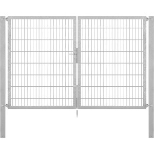 Doppeltor Flexo Plus, 250x160 cm, feuerverzinkt, mit Doppelstabmatte, Pfosten, Schloss und Drücker für Gartenzaun.