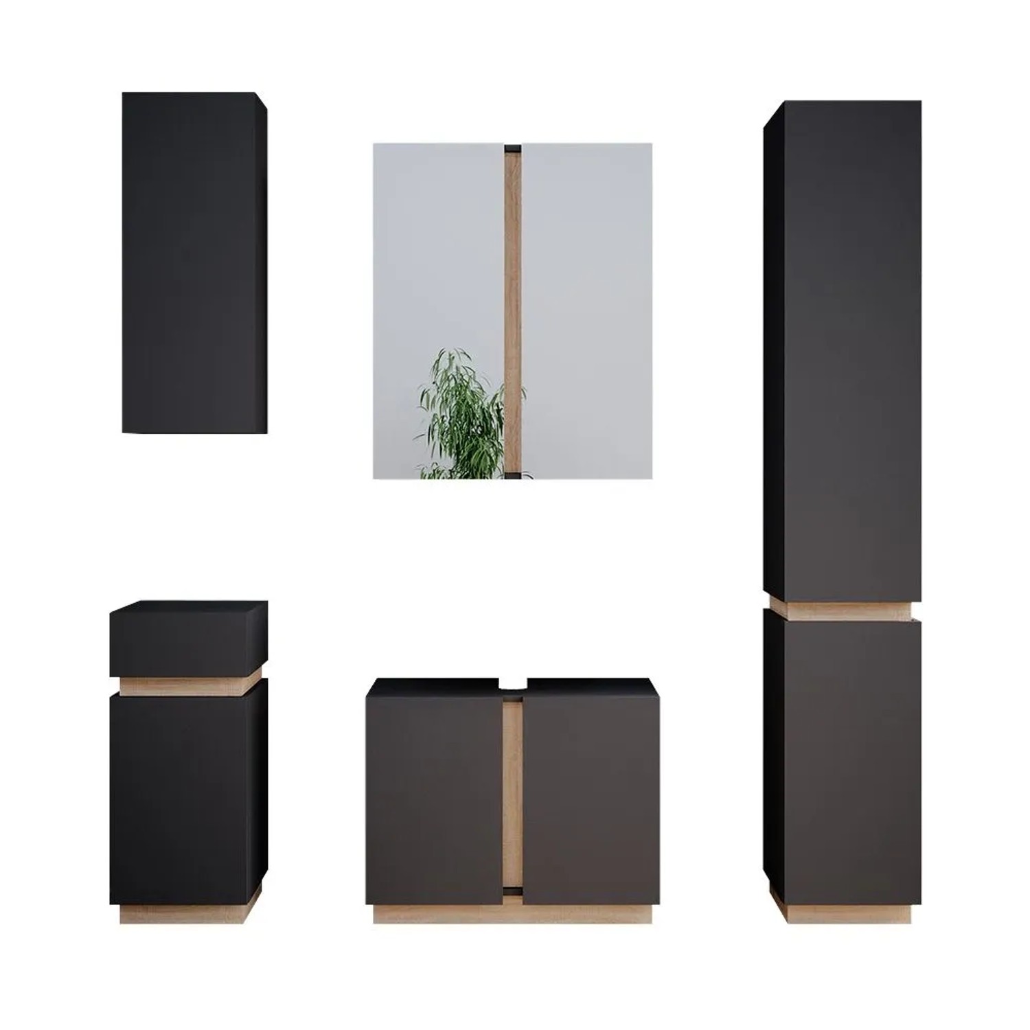 Vicco Badmöbel-Set Gloria Anthrazit 70 x 56 5-teilig