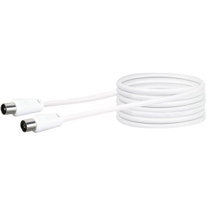 Weißes Schwaiger Antennenkabel, 10 m, mit IEC-Stecker und -Buchse für Audio & Video.