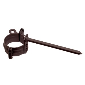 Inefa Rohrschelle 25x DN 100, dunkelbraun, mit Schlagstift zur Wandmontage.