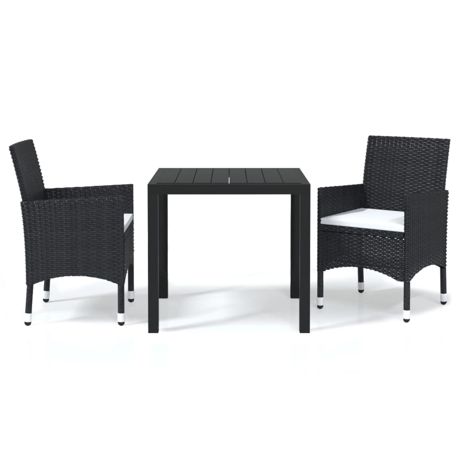 vidaXL 3-tlg Garten-Essgruppe mit Kissen Poly Rattan Schwarz Modell 3 günstig online kaufen
