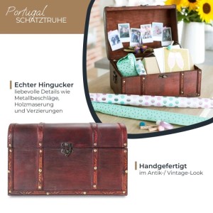 HMF 6406-140 Schatztruhe Schatzkiste Holztruhe 40 x 30 x 25 cm Portugal