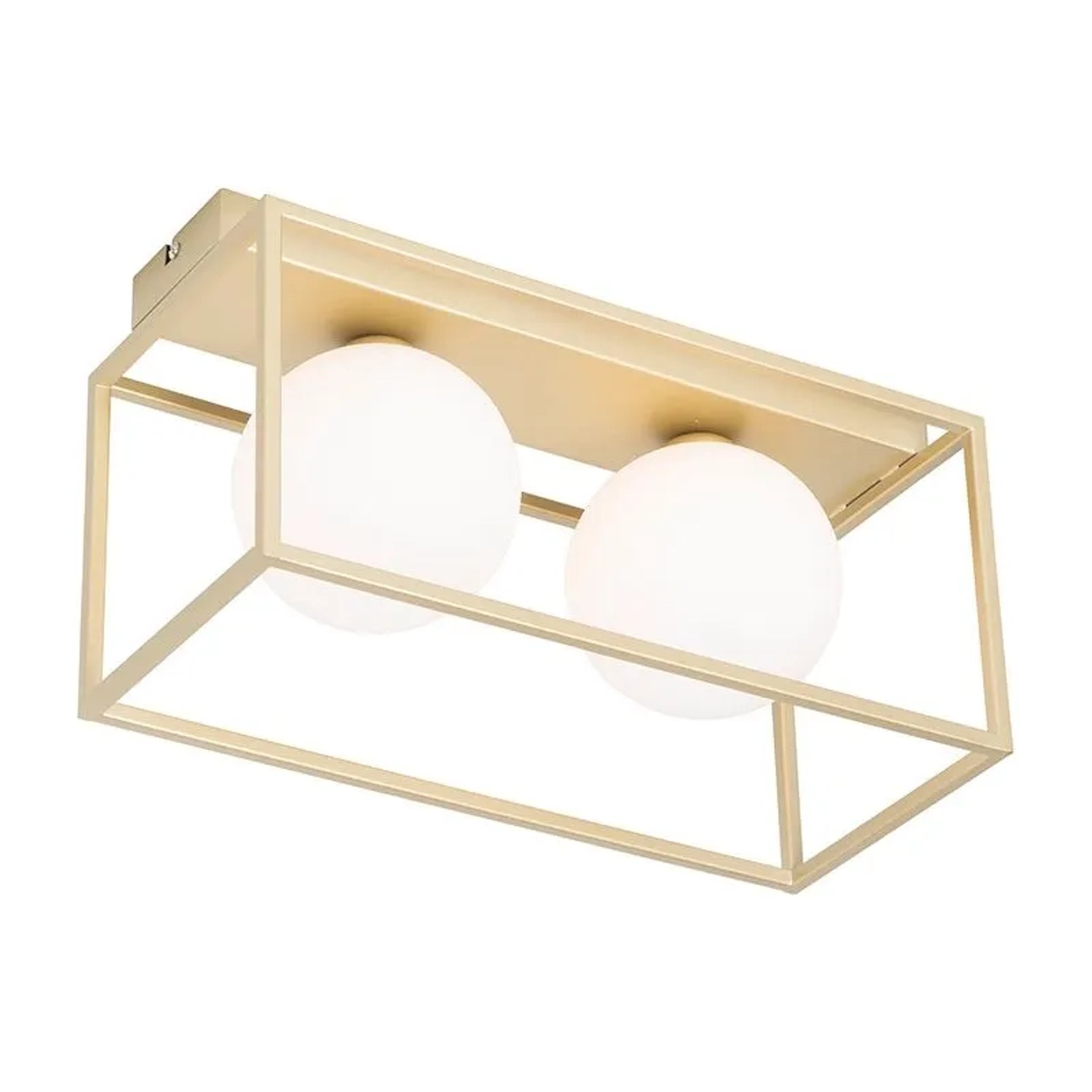QAZQA Design Deckenleuchte Gold mit Weißen 2 Flammig Aniek