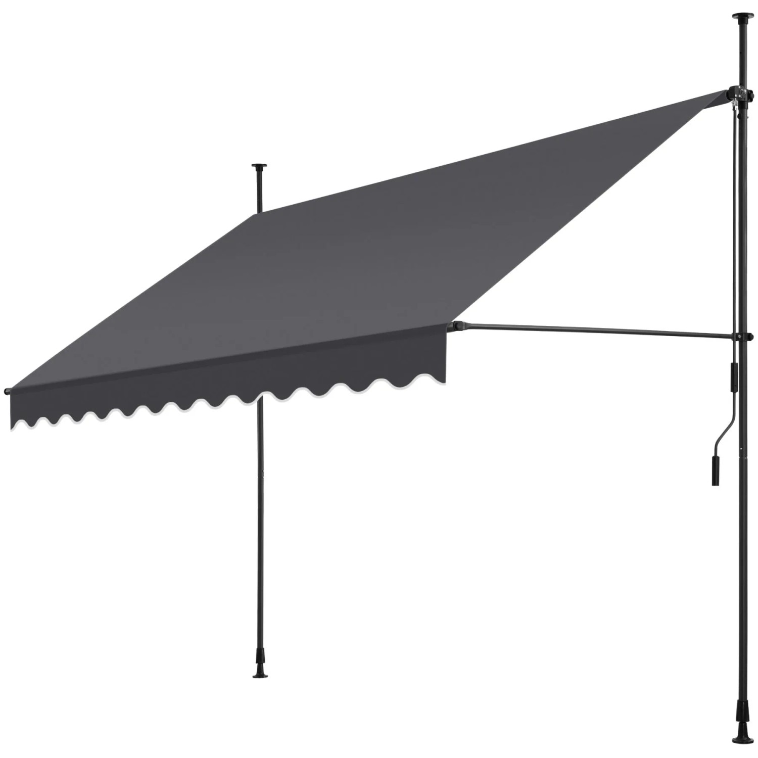 Tectake Klemmmarkise  Mit Handkurbel Uv Beständig 300 x 180 cm 180 x 300 x 304 cm Schwarz Grau