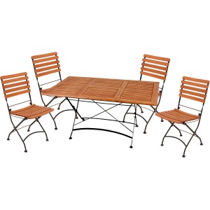 5-teiliges Gartenmöbel-Set Wien von Garden Pleasure mit Klapptisch und Teakholzstühlen.