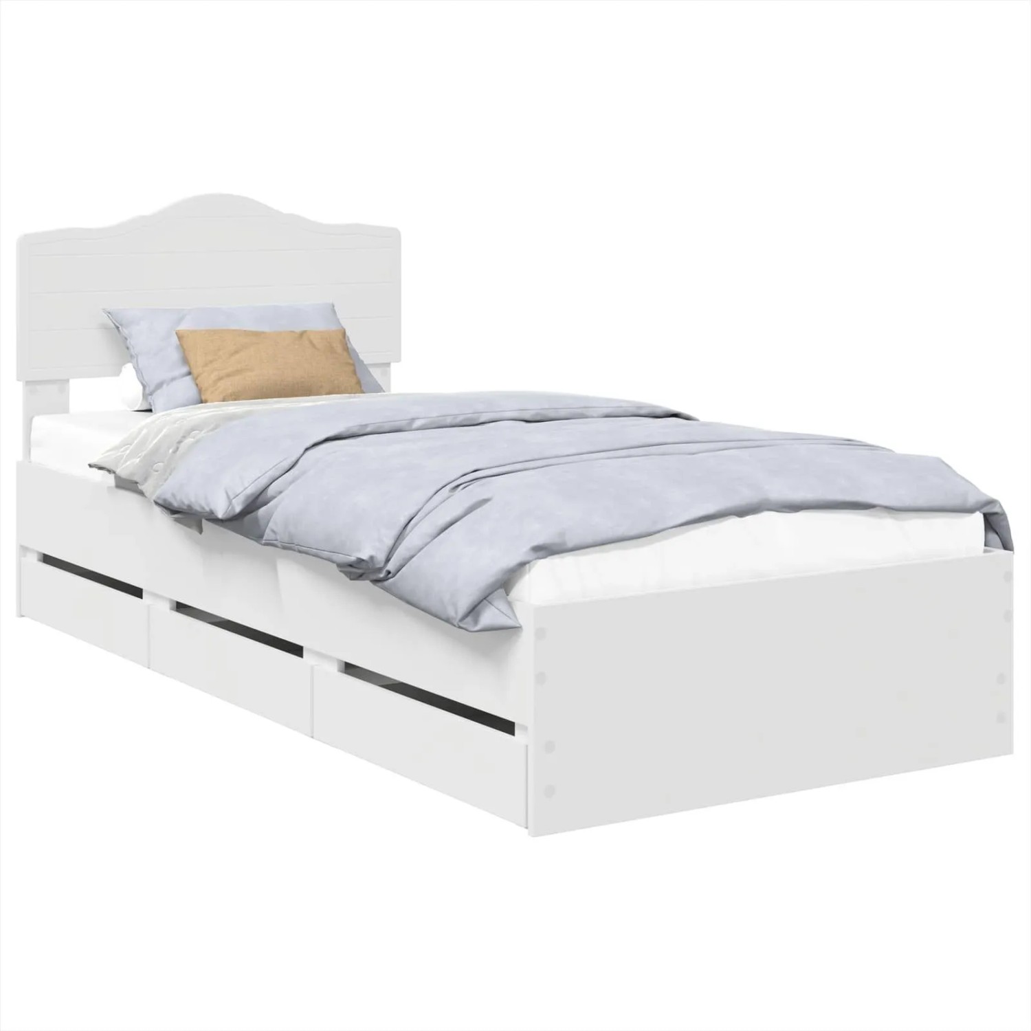 vidaXL Bettrahmen mit Schubladen Weiß 90 x 200 cm Ingenieurs Holz 3413047 günstig online kaufen