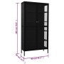 Schwarze vidaXL Vitrine (90x40x180 cm) aus Stahl und Glas, ideal als Büroschrank.