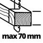 Schnitttiefe der Einhell Akku-Stichsäge TC-JS 18/70: max. 70 mm in Holz.