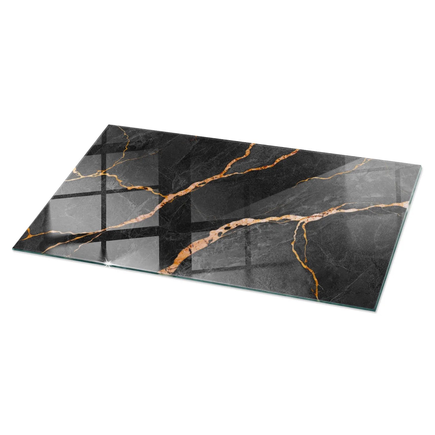 Tulup Tischplatte Marmormuster Mit Adern Glastischplatte 100x50 Cm Schwarz Tischplatte Rechteckige Tischplatte Aus Glas
